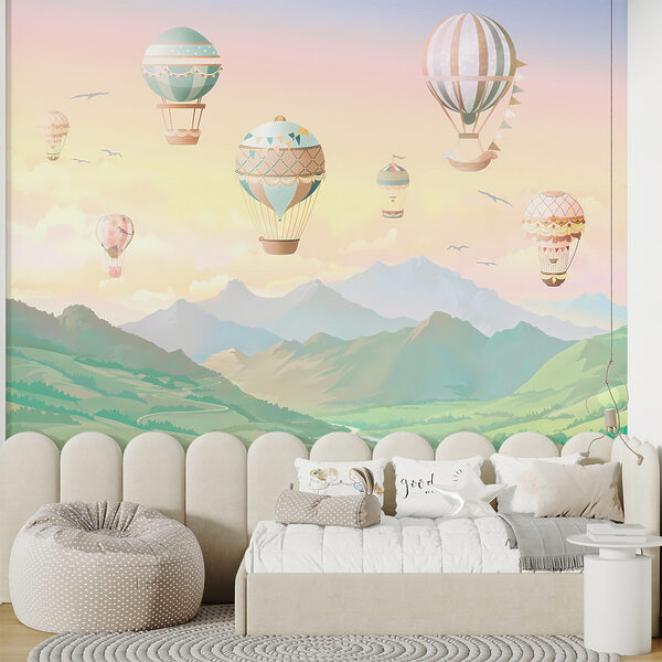 Fototapeta Balon na ogrzane powietrze z flagami
