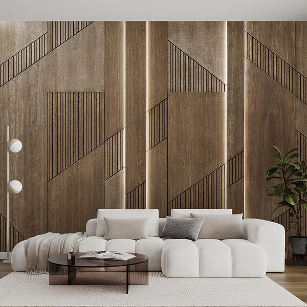 Fototapeta Teksturowane drewniane panele z geometrycznym wzorem