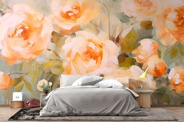 Fototapeta Malowanie kwiatów na białej powierzchni