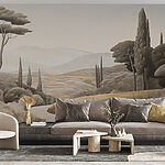 Fototapeta Krajobraz z krętą drogą i drzewami