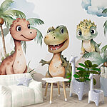 Fototapeta Wall murals Group of dinosaurs standing on rocks