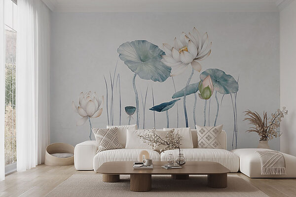 Fototapeta Malowanie kwiatów i liści w wodzie