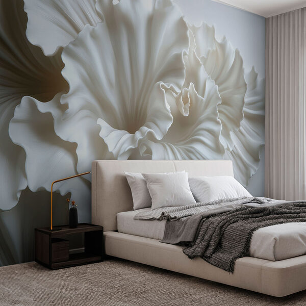 Fototapeta Fototapeta Delikatne białe kwiatowe tekstury pięknie się przeplatają (SKU: w03620)