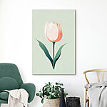 Obraz Różowy kwiat z zielonymi liśćmi