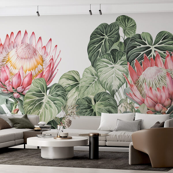 Fototapeta Fototapeta Żywe kwiaty wśród bujnych liści (SKU: w03678)