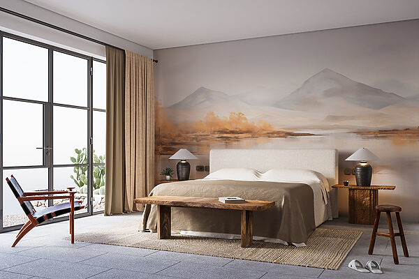 Woda i góry w oddali Fototapeta Woda i góry w oddali