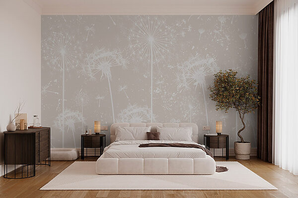 Białe kwiaty mniszka lekarskiego Fototapeta Białe kwiaty mniszka lekarskiego