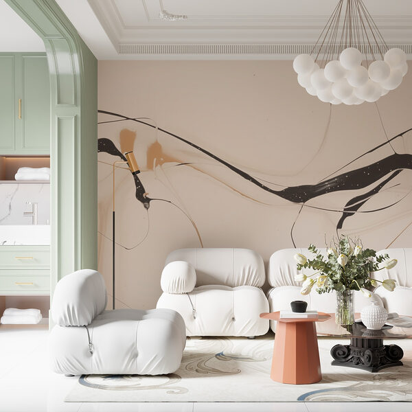 Fototapeta Czarna i brązowa farba na białej powierzchni