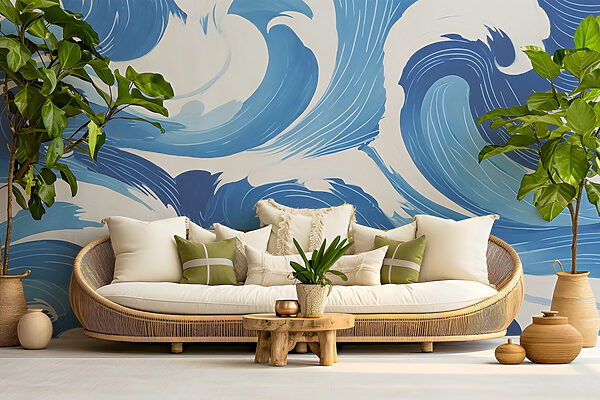 Fototapeta Niebieskie i białe fale