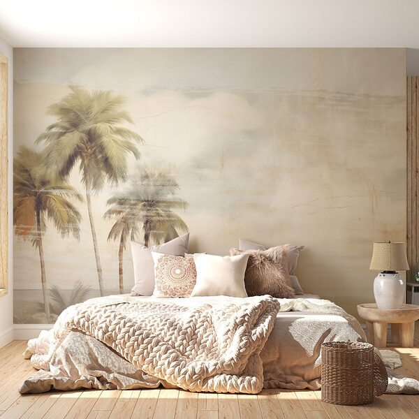 Fototapeta Palmy obok zbiornika wodnego