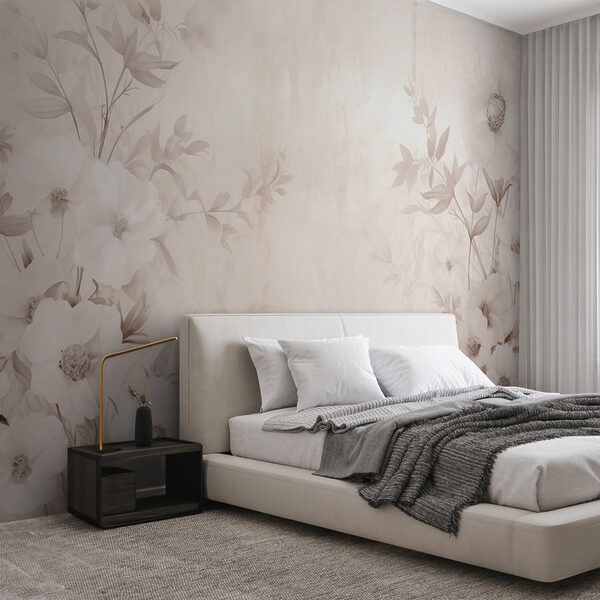 Fototapeta Biały wzór kwiatowy na białej powierzchni