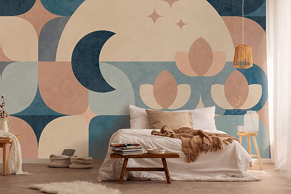 Fototapeta Niebieski i różowy geometryczny wzór