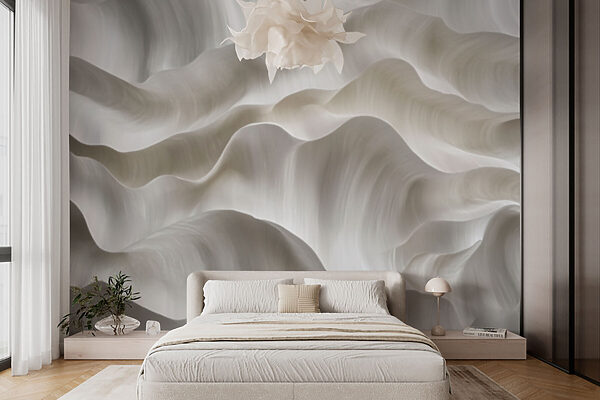 Fototapeta Miękkie fale teksturowanych białych warstw