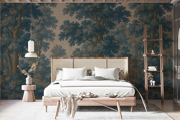 Wall murals Painting of trees and a river Fototapeta Wall murals Painting of trees and a river