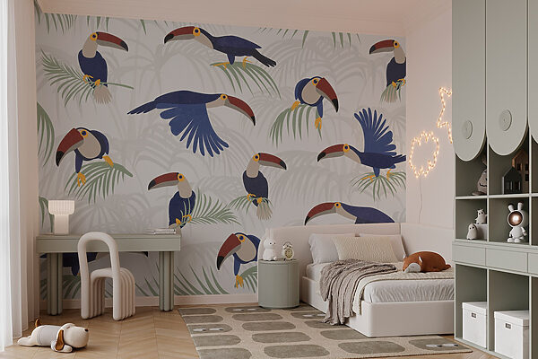 Fototapeta Wzór ptaków i roślin