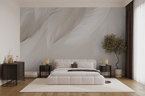 Fototapeta Miękkie pióra delikatnie opadają w dół