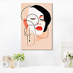 Obraz Kobieta z czarnymi włosami i czerwonymi ustami