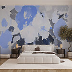 Fototapeta Malowanie kwiatów w kolorze niebieskim i szarym