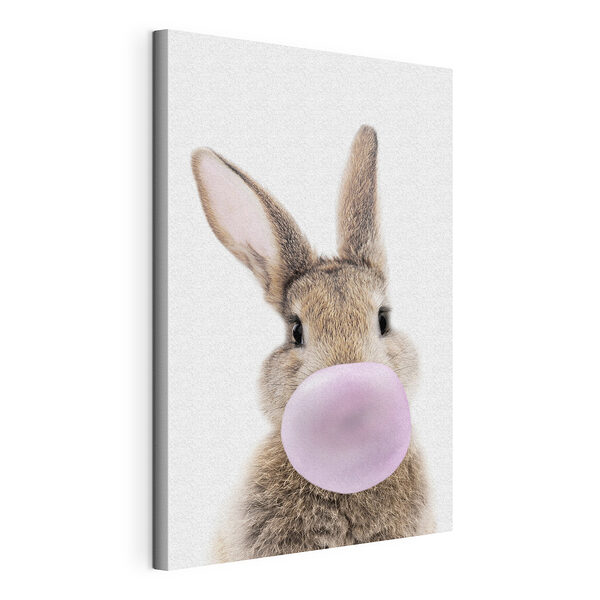 Wydruk na płótnie Bunny dmucha bańkę z gumy balonowej