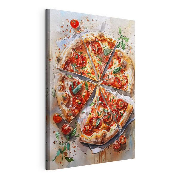 Akwarela przedstawiająca pizzę Wydruk na płótnie Akwarela przedstawiająca pizzę