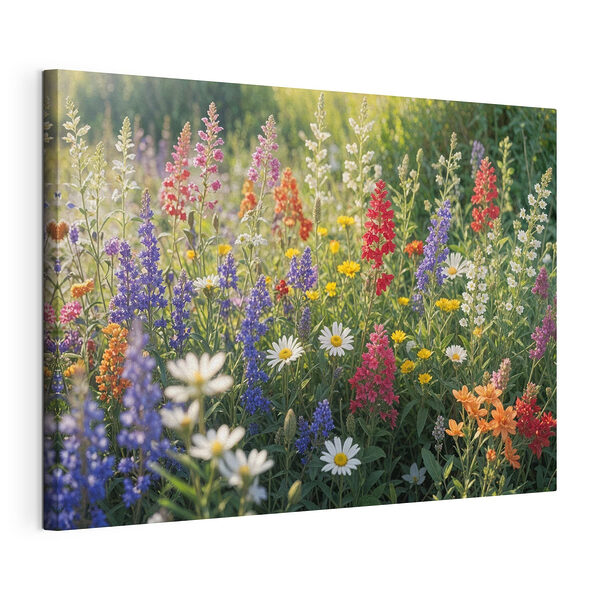Pole kolorowych kwiatów Wydruk na płótnie Pole kolorowych kwiatów