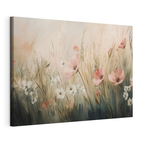 Malowanie kwiatów na polu Wydruk na płótnie Malowanie kwiatów na polu
