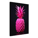 Wydruk na płótnie Żywy różowy ananas na czarnym tle