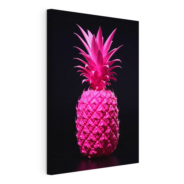Wydruk na płótnie Żywy różowy ananas na czarnym tle