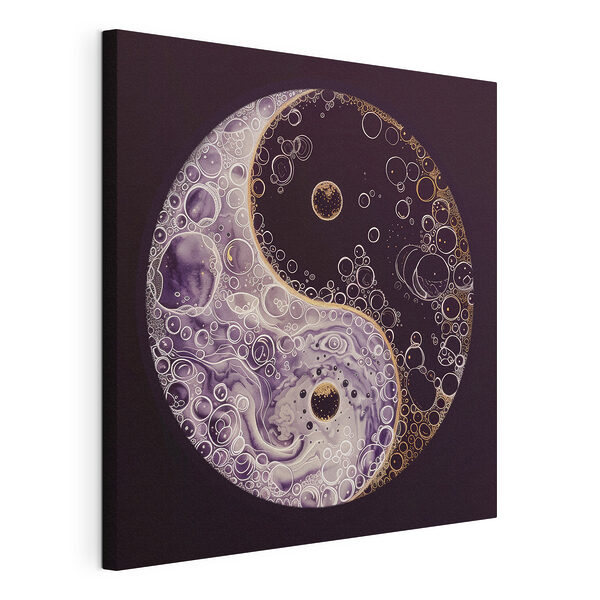 Wydruk na płótnie Symbol yin yang z bąbelkami
