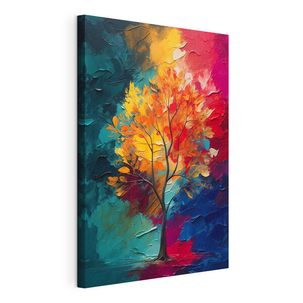 Wydruk na płótnie Canvas prints Painting of a tree with orange and blue leaves