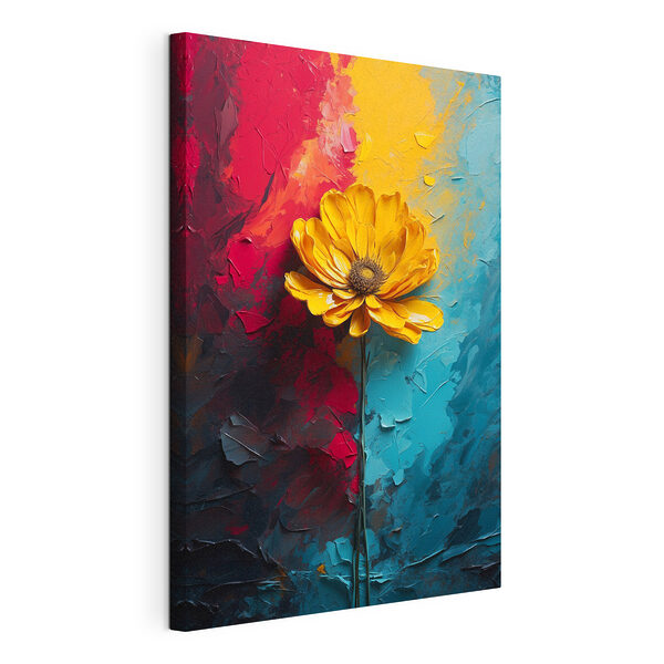Canvas prints Yellow flower on a blue and red background Wydruk na płótnie Canvas prints Yellow flower on a blue and red background