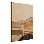 Wydruk na płótnie Obraz przedstawiający pejzaż ze słońcem i górami