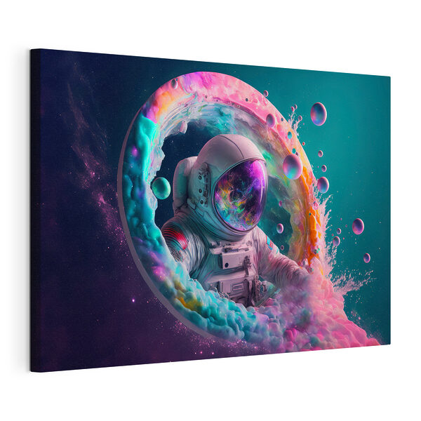 Astronauta w kolorowym okręgu Wydruk na płótnie Astronauta w kolorowym okręgu