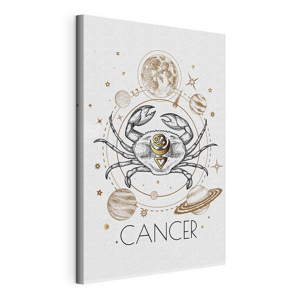 Wydruk na płótnie Znak zodiaku Rak z planetami i gwiazdami