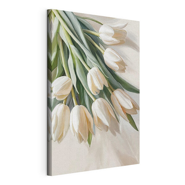 Wydruk na płótnie Białe tulipany na delikatnym tle
