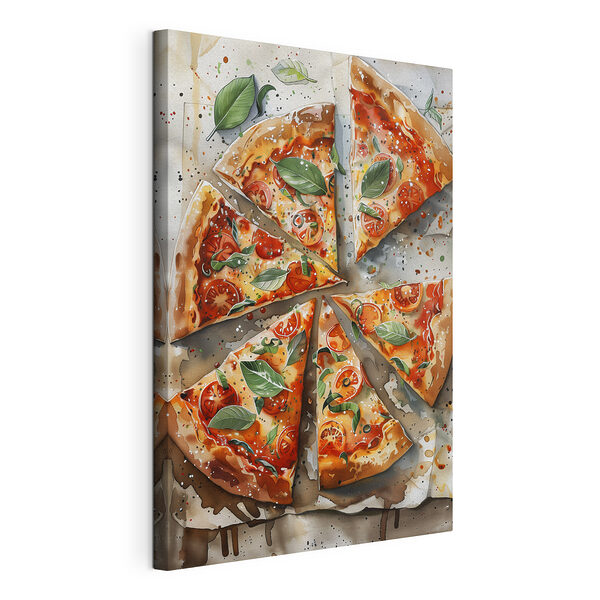 Pizza z pomidorami i bazylią Wydruk na płótnie Pizza z pomidorami i bazylią