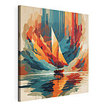 Wydruk na płótnie Canvas prints Sailboat on water with colorful clouds