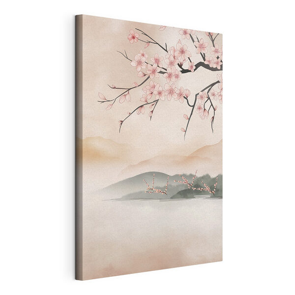 Wydruk na płótnie Wydruk na płótnie Obraz przedstawiający gałąź drzewa z różowymi kwiatami (SKU: s50300)