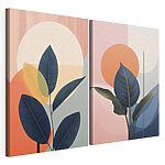 Modułowy wydruk na płótnie Spokojne liście na delikatnym tle