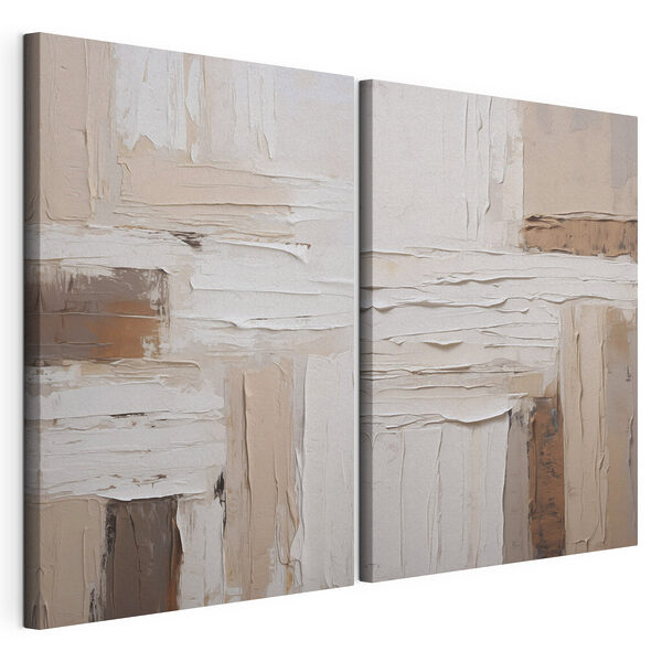 Kolaż z białej i brązowej farby Modułowy wydruk na płótnie Kolaż z białej i brązowej farby