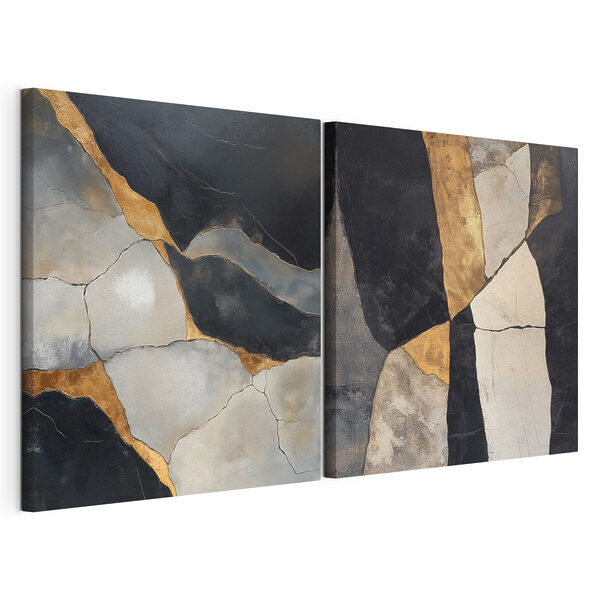 Abstrakcyjne wzory w kontrastujących kolorach Modułowy wydruk na płótnie Abstrakcyjne wzory w kontrastujących kolorach